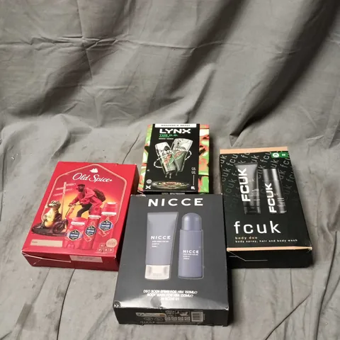 BOX OF APPROXIMATELY 18 ASSORTED COSMETIC SETS TO INCLUDE OLD SPICE, LYNX, NICCE, FCUK ETC