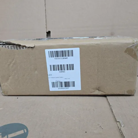 BOXED SET OF 3 STRIPED CANDLE HOLDERS