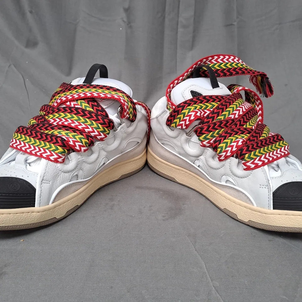BOXED PAIR OF LANVIN SNEAKERS IN OFF WHITE EU SIZE 42