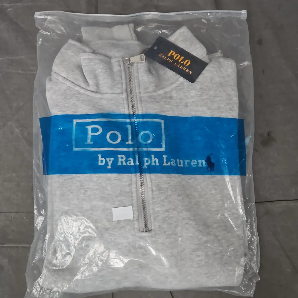 POLO RALPH LAUREN 1/2 ZIP LONG SLEEVE TOP IN GREY SIZE LARGE