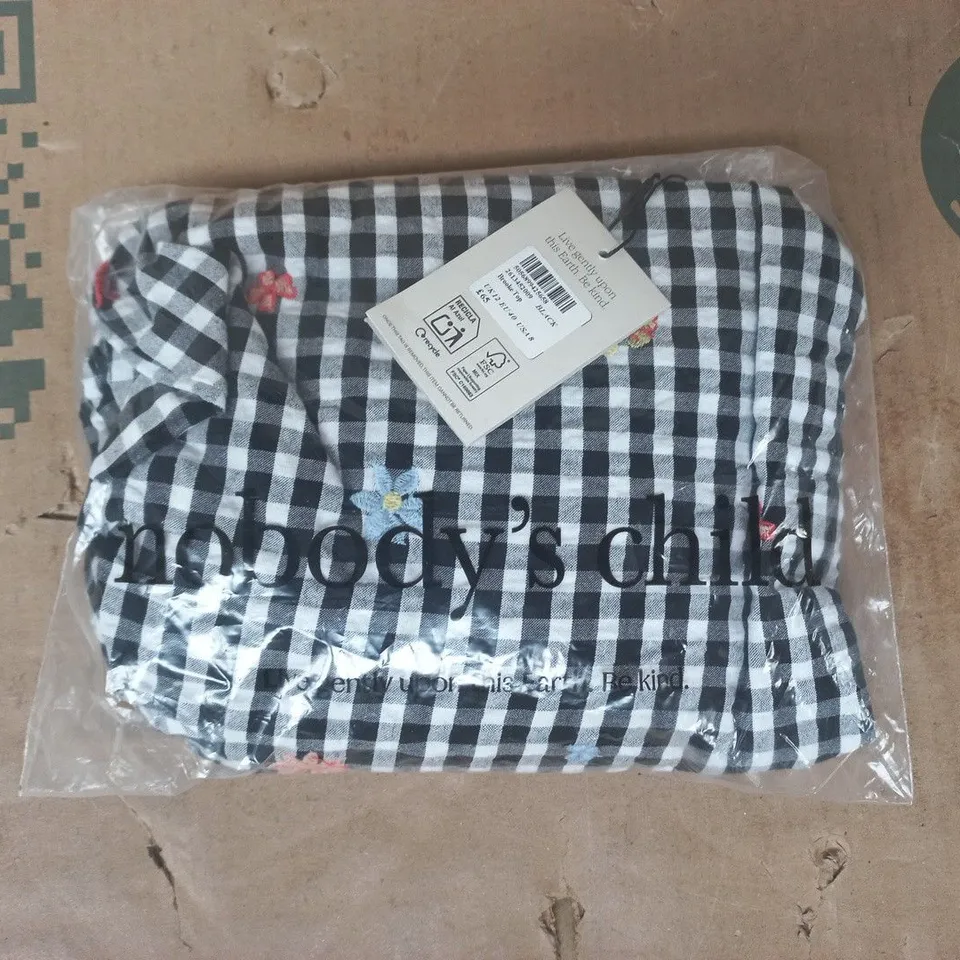 BAGGED NOBODY'S CHILD BROOKE TOP IN BLACK/WHITE SIZE UK 12