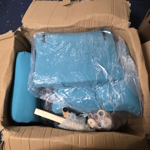 TEAL UPHOLSTERED ARMCHAIR WITH FOOTSTOOL