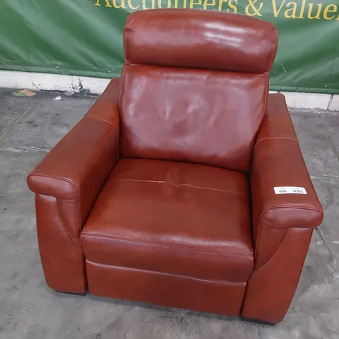 QUALITY ITALIAN DESIGNER ADRIANO POWER RECLINING EASY CHAIR TAN LEATHER