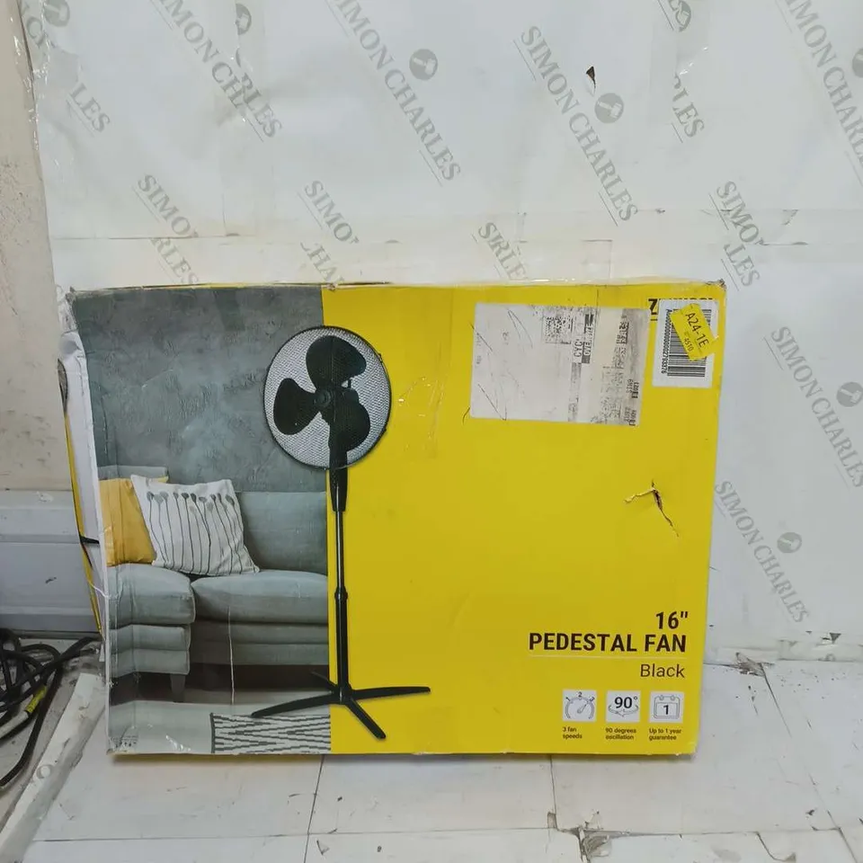 BOXED ZANUSSI 16" PLASTIC PEDESTAL FAN IN BLACK
