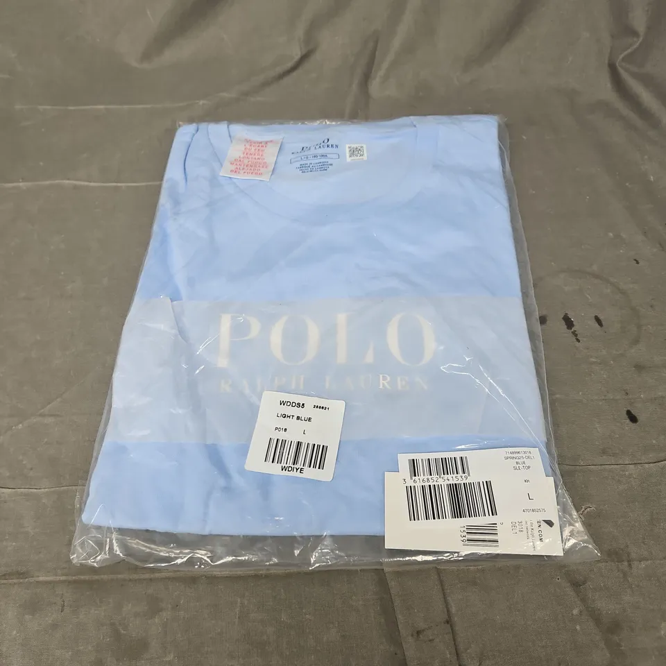 BAGGED POLO RALPH LAUREN TEE IN LIGHT BLUE SIZE L