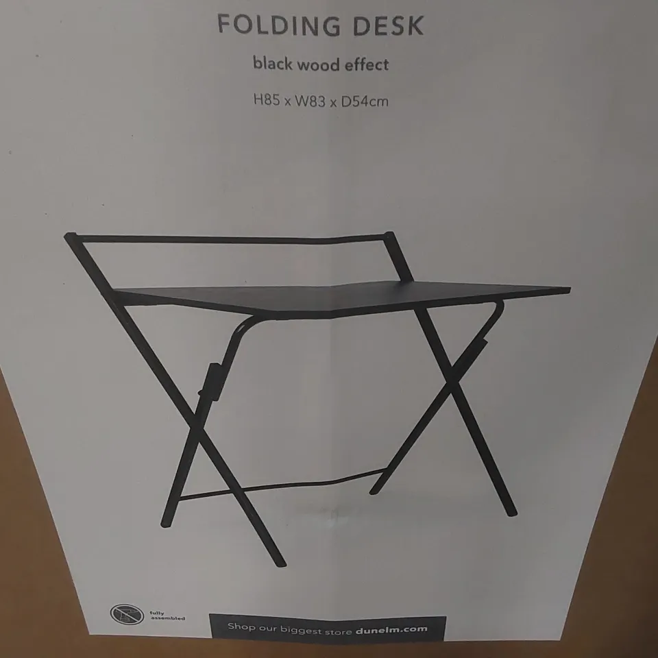 BOXED EVELYN FOLDING DESK - BLACK WOOD EFFECT 