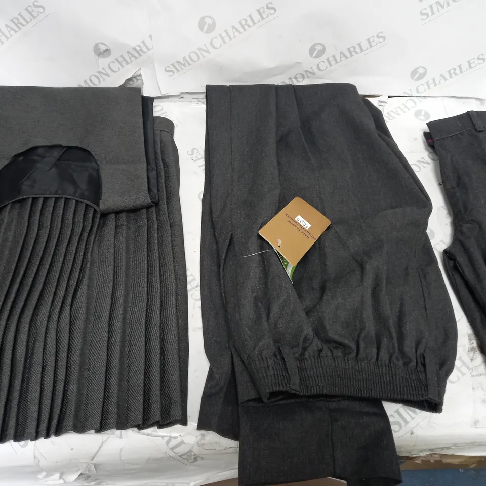 LOT OF CLOTHES APPROXIMATELY 10 SCHOOL ATTIRE DIFFERENT SIZES INCLUDING SKIRTS, PANTS, SHORTS ETC