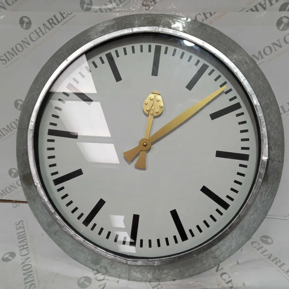 LARGE OUTDOOR GALVANISED STEEL CLOCK - WHITE FACE