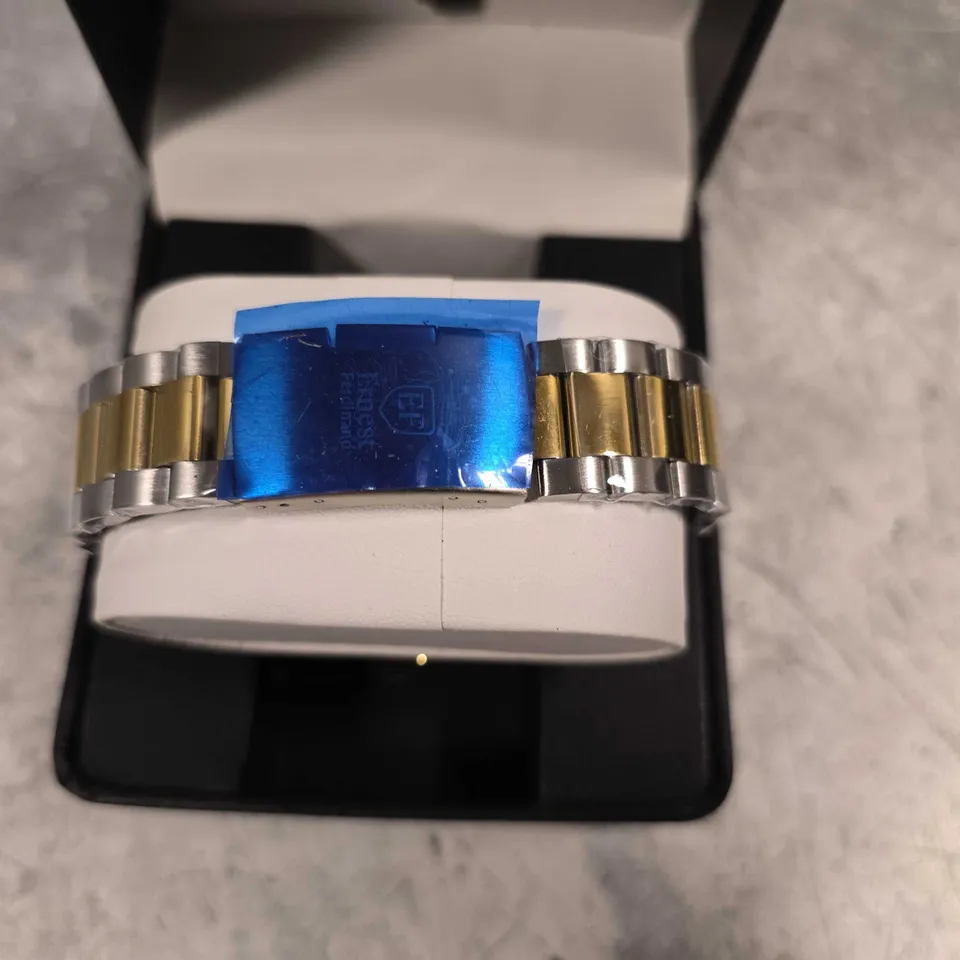 BOXED ERNEST FERDINAND STAINLESS STEEL GENTS WATCH 