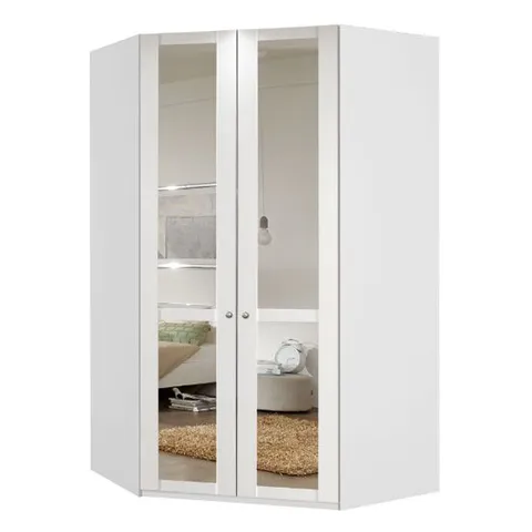 BRAND NEW BOXED NEW TORK TALL MIRRORED CORNER WARDROBE IN WHITE (6 BOXES)