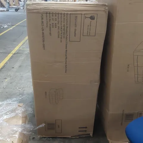 BOXED DESIGNER BOSTON MANUAL FABRIC RECLINER SOFA 2 SEATER GREY (1 BOX)