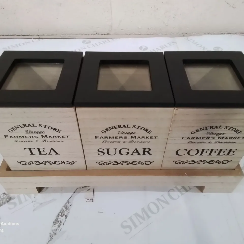 BOXED MANUFACTURERED WOOD JAR SET OF 3 