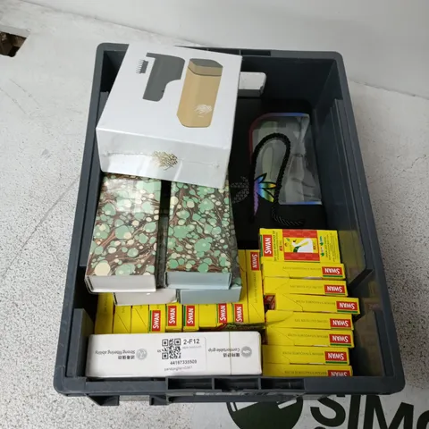 BOX CONTAINING A MIX OF APPROXIMATELY 20 ASSORTED ITEMS INCLUDING BONG, MATCHES, BAKHOOR ETC.