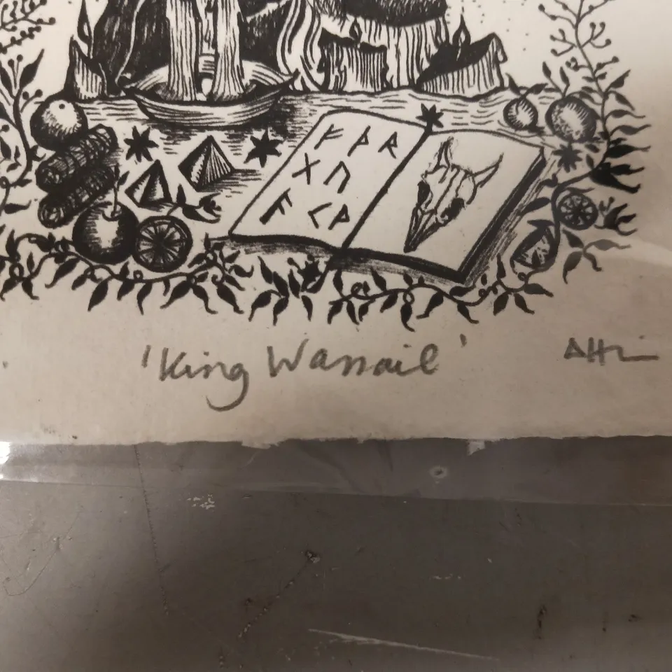 SIGNED 'KING WANAIE' PEN ILLUSTRATION ART PRINT