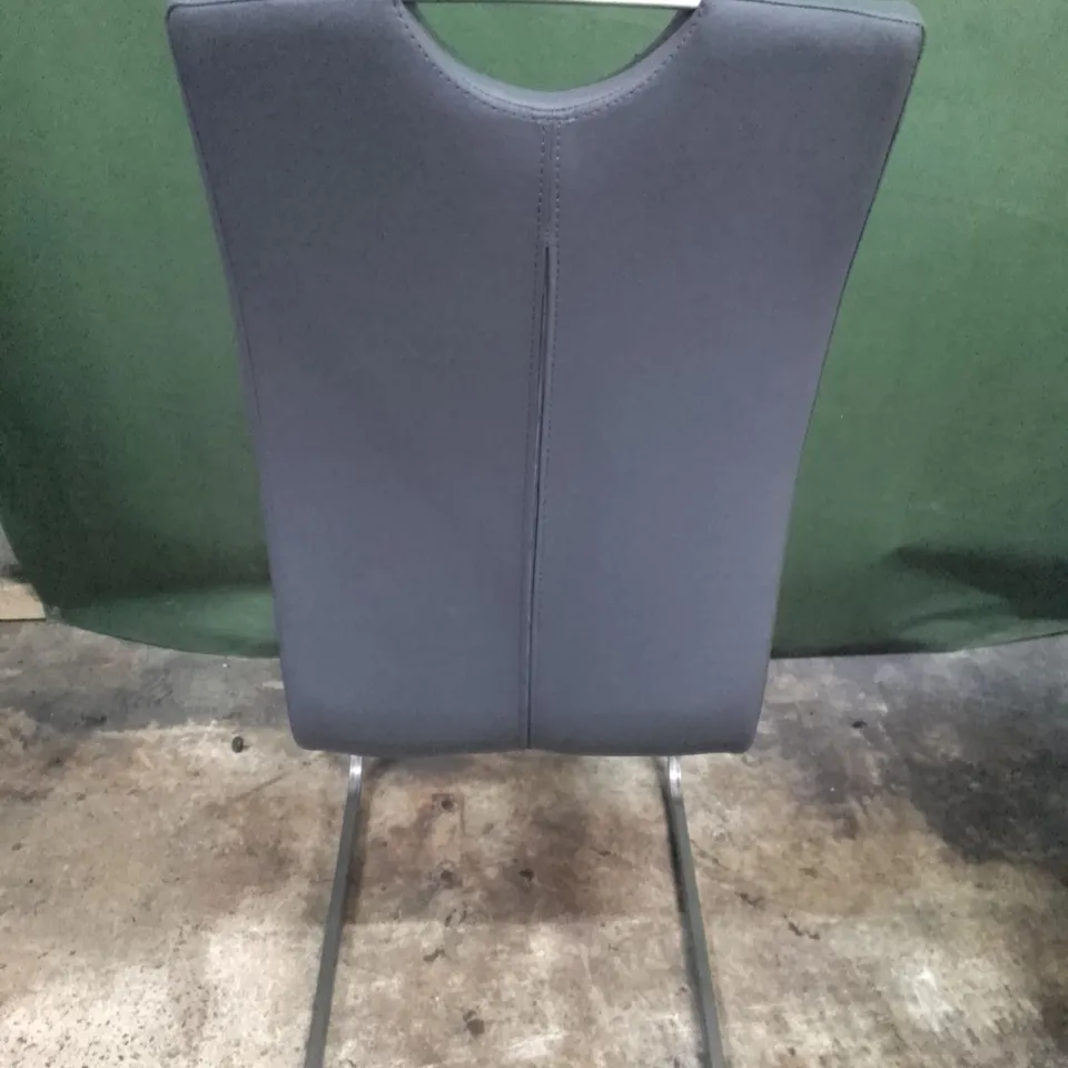 DARK GREY LEATHER DINING CHAIR