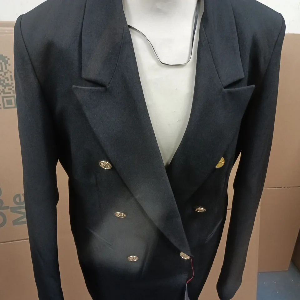 WOMENS BLACK DOUBLE-BREASTED BLAZER- UK SIZE 12