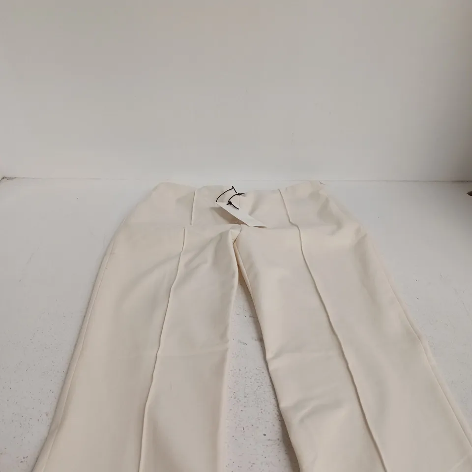 ZARA WOMEN’S CREAM WIDE-LEG TROUSERS – SIZE L (UK) WITH TAG ATTACHED