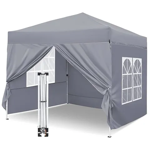 2.5 X 2.5M POP UP GAZEBO WITH 3-PIECE SIDE PANELS IN GREY - COLLECTION ONLY