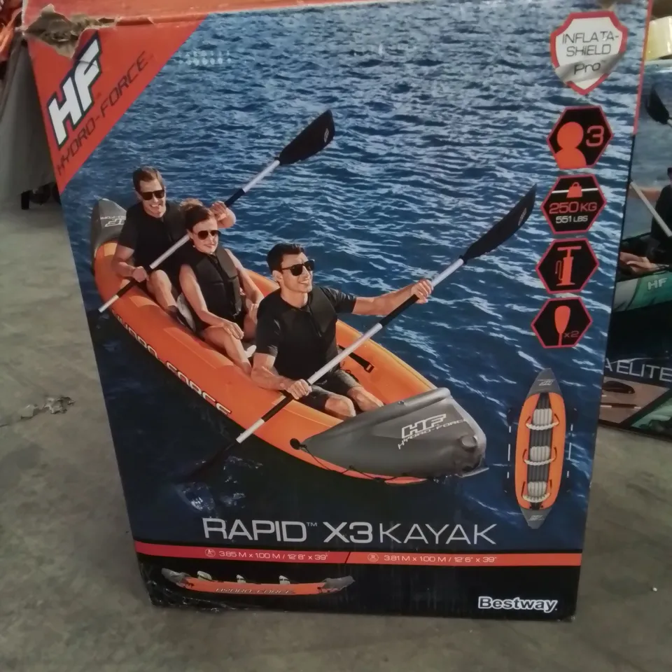 BOXED BESTWAY HYDRO FORCE RAPID X3 PERSON INFLATABLE KAYAK