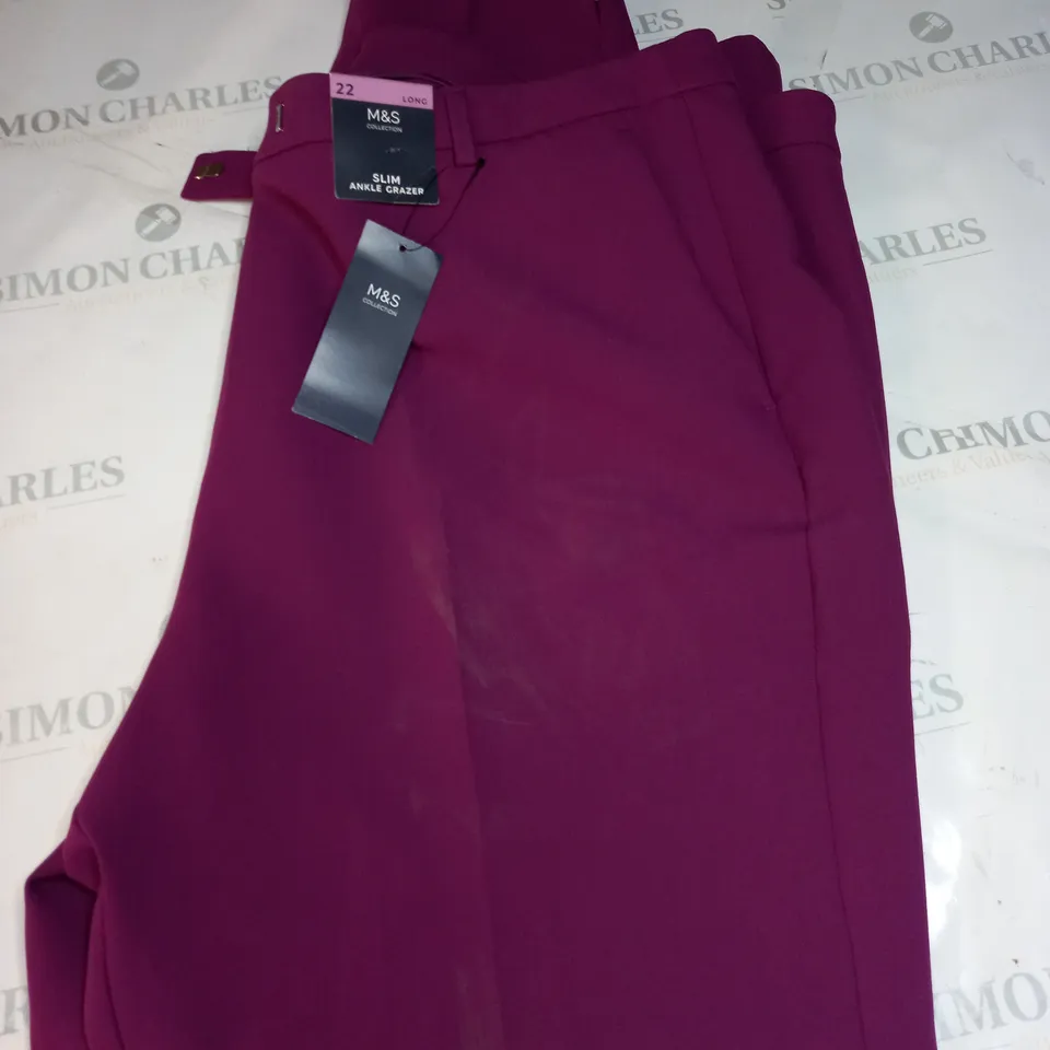 M&S SLIM ANKLE GRAZER TROUSERS SIZE 22