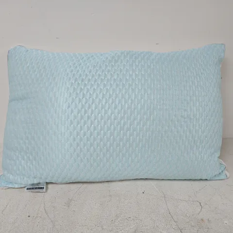 PILLOW WITH LIGHT BLUE TEXTURED COVER 