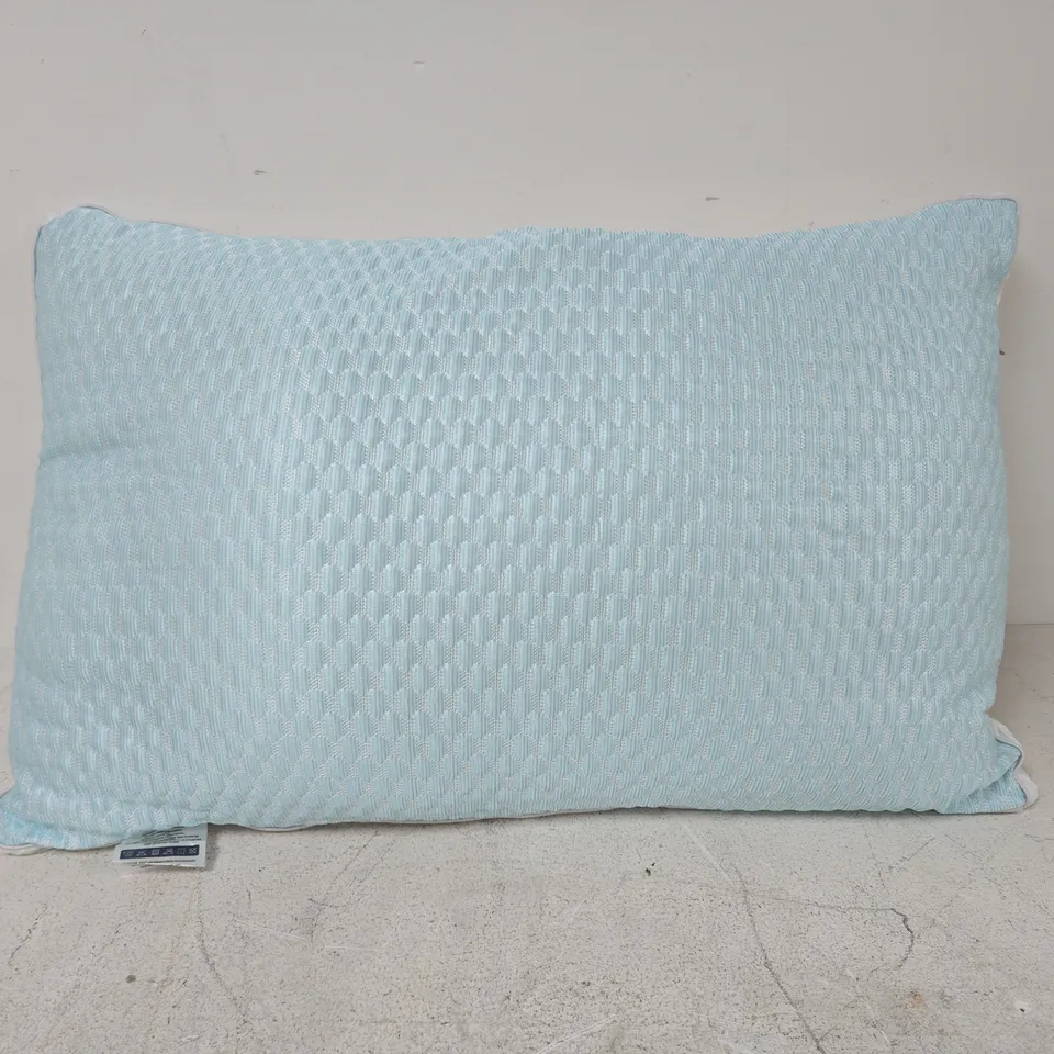 PILLOW WITH LIGHT BLUE TEXTURED COVER 