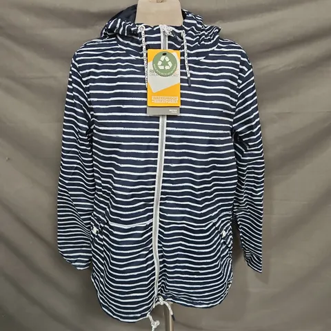 REGATTA BAYLETTA 2 WATERPROOF JACKET IN NAVY/WHITE STRIPE SIZE 14