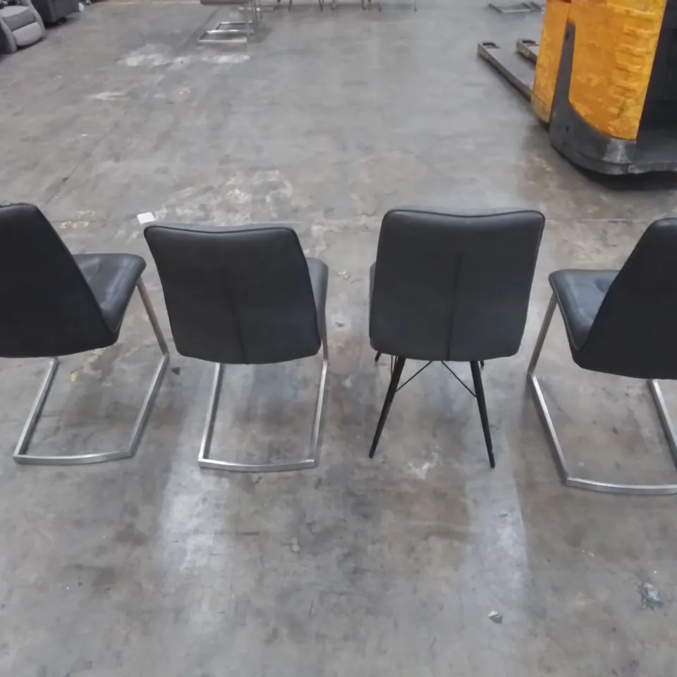 4 X ASSORTED QUALITY MODERN CHAIRS IN FAUX LEATHER