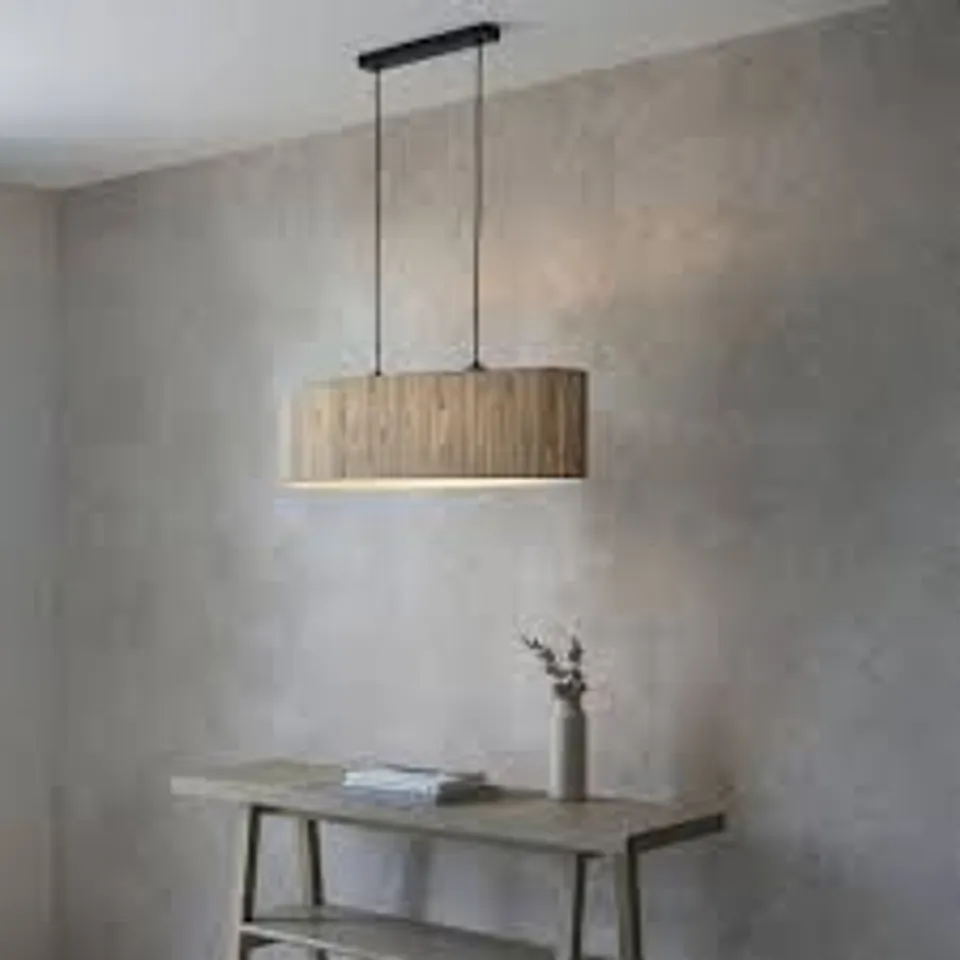 BOXED ENDON LONGSHORE 2 LIGHT PENDANT NATURAL SEAGRASS & MATT BLACK