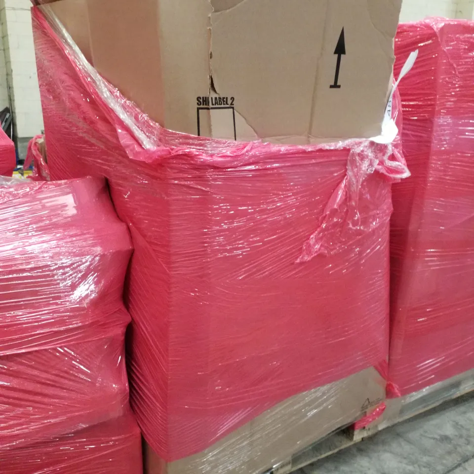PALLET OF ASSORTED PRODUCTS INCLUDING TWIN BED FRAME WITH HEADBOARD, WHITEBOARD STAND, OFFICE STOOL, MULTIFUNCTIONAL FOOD PROCESSOR 