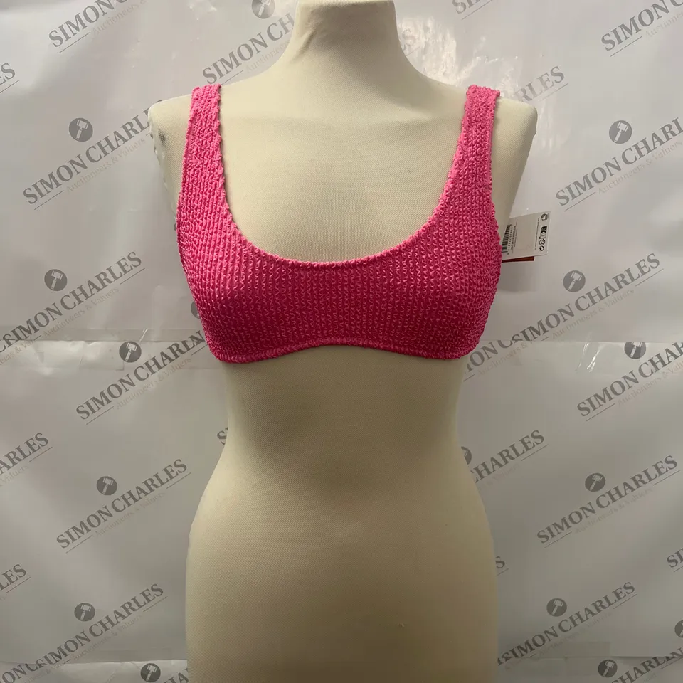 MANGO SWIMWEAR RIBBED BIKINI TOP IN PINK SIZE S