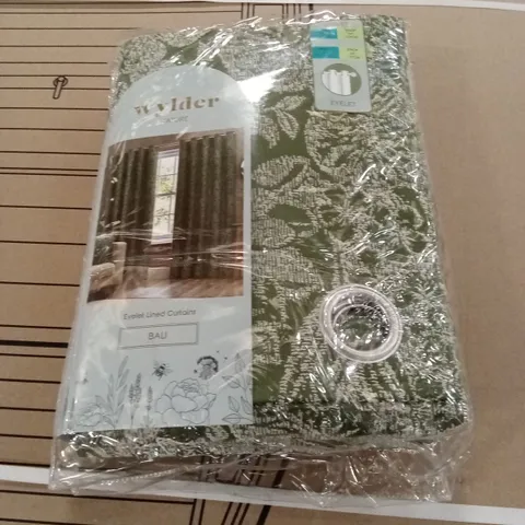 BAGGED VOUNI POLYESTER ROOM DARKENING CURTAIN PAIR - OLIVE // SIZE: 167cm x 137cm