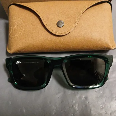 BOXED PAIR OF RAYBAN CLEAR GREEN FRAMED GLASSES