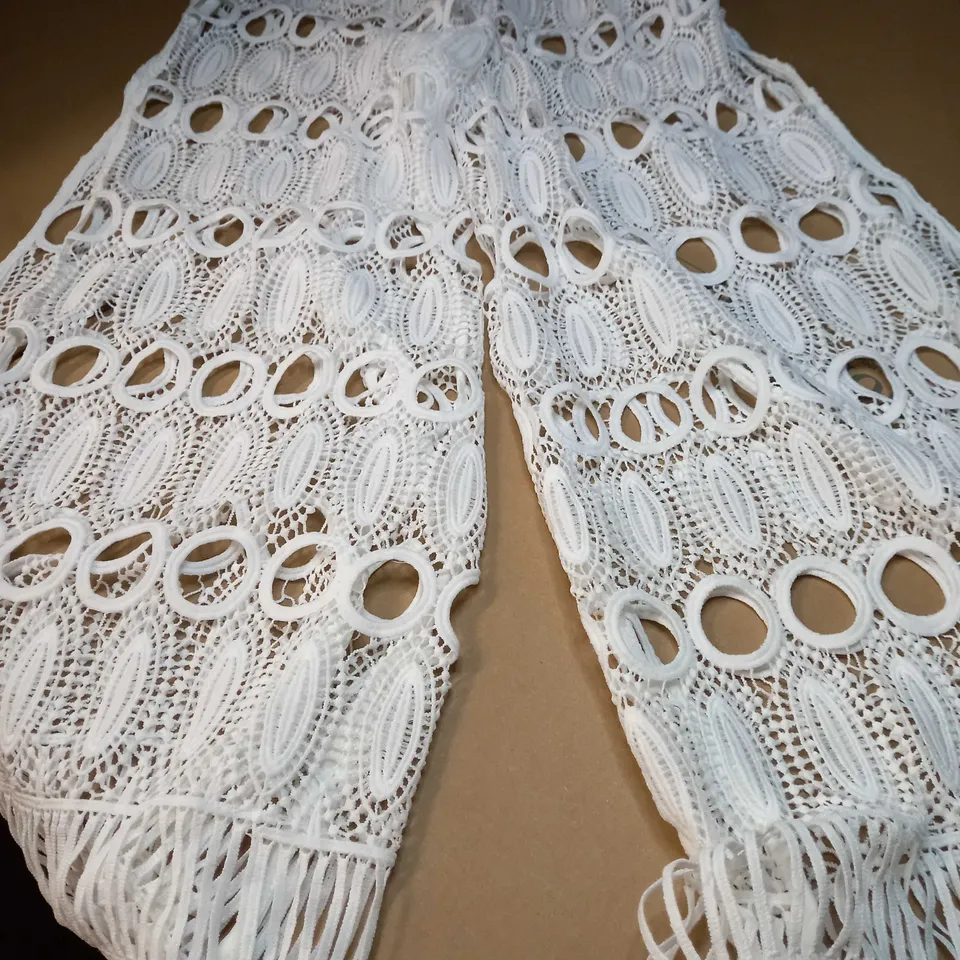 RIVER ISLAND WHITE LACE INSPIRED BEACH TROUSERS - MEDIUM
