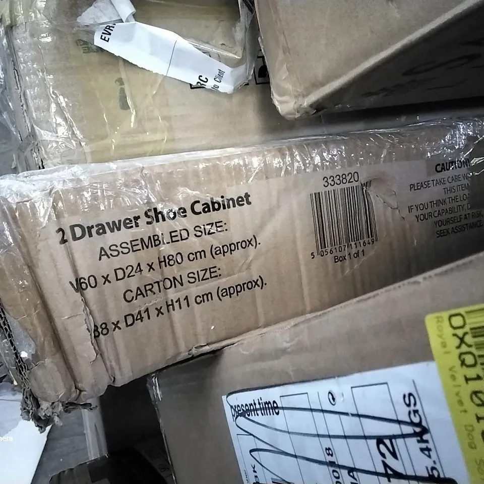 BOXED LASSIA 2 DRAWER SHOE CABINET - WHITE