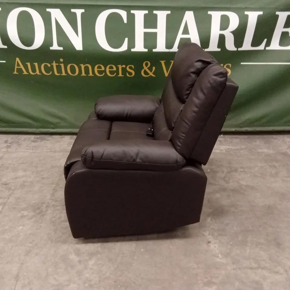 DESIGNER FAUX LEATHER POWER RECLINER CHAIR - CHOCOLATE