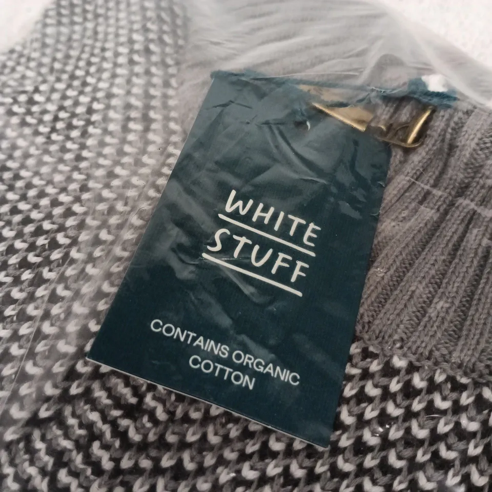 WHITE STUFF ATTADALE FUNNEL NECK PATTERN KNIT – GREY MLT, UK XL