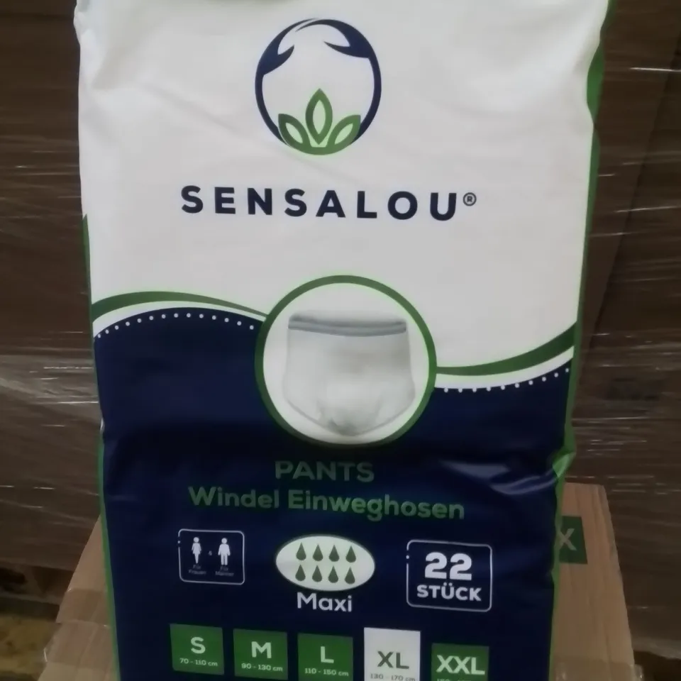 PALLET OF SENSALOU INCONTINENCE PANTS XL APPROXIMATELY 4 PACKS PER BOX