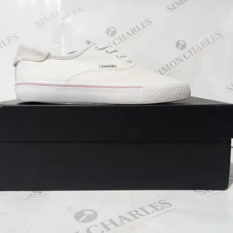 BOXED PAIR OF COACH SHOES IN WHITE UK SIZE 4