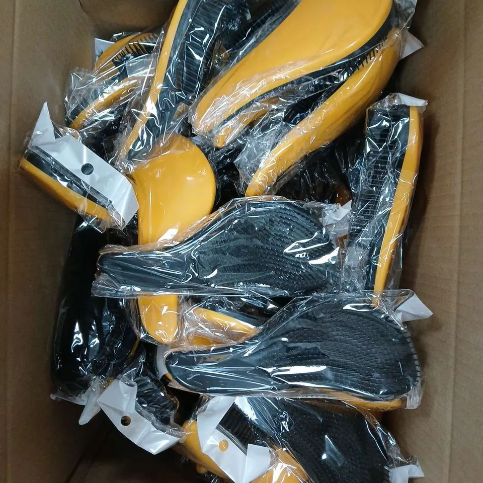 BOX OF APPROX 50 HAIRBRUSHES IN ASSORTED COLOURS