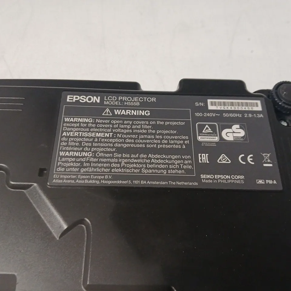 EPSON LCD PROJECTOR MODEL H555B