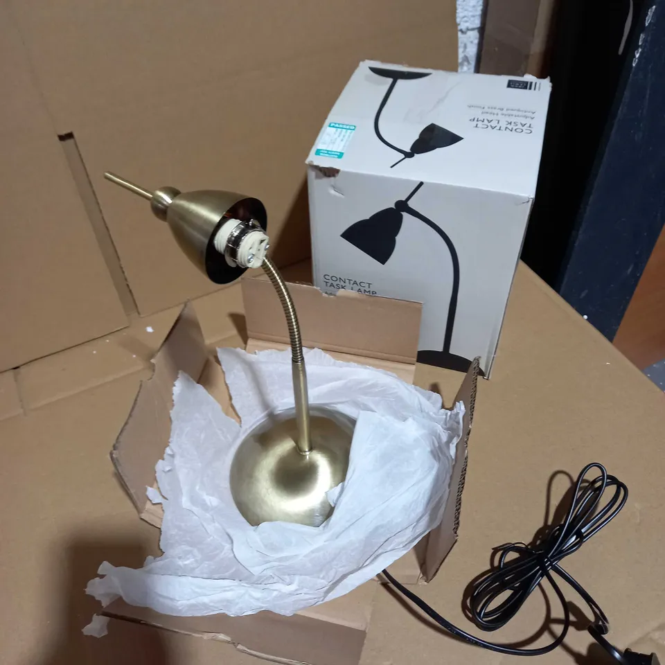 BOXED JOHN LEWIS ANTIQUED BRASS CONTACT TASK LAMP