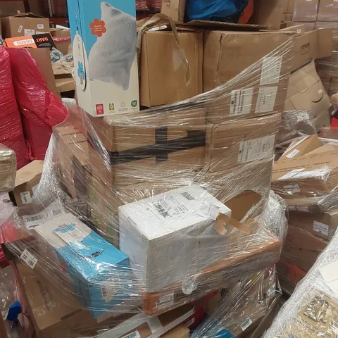 PALLET CONTAINING VARIOUS ASSORTED BOXED ITEMS TO INCLUDE,  CLOUD PILLO'S, ELECTRIC BUFFER,  CAR PARTS, CORDLESS VACUUM CLEANER AND LOTS MORE UNMARKED BOXED ITEMS 