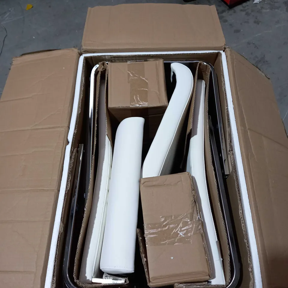 BOXED PAIR OF JET FAUX LEATHER CHAIRS- WHITE ( 1 BOX )  RRP £149