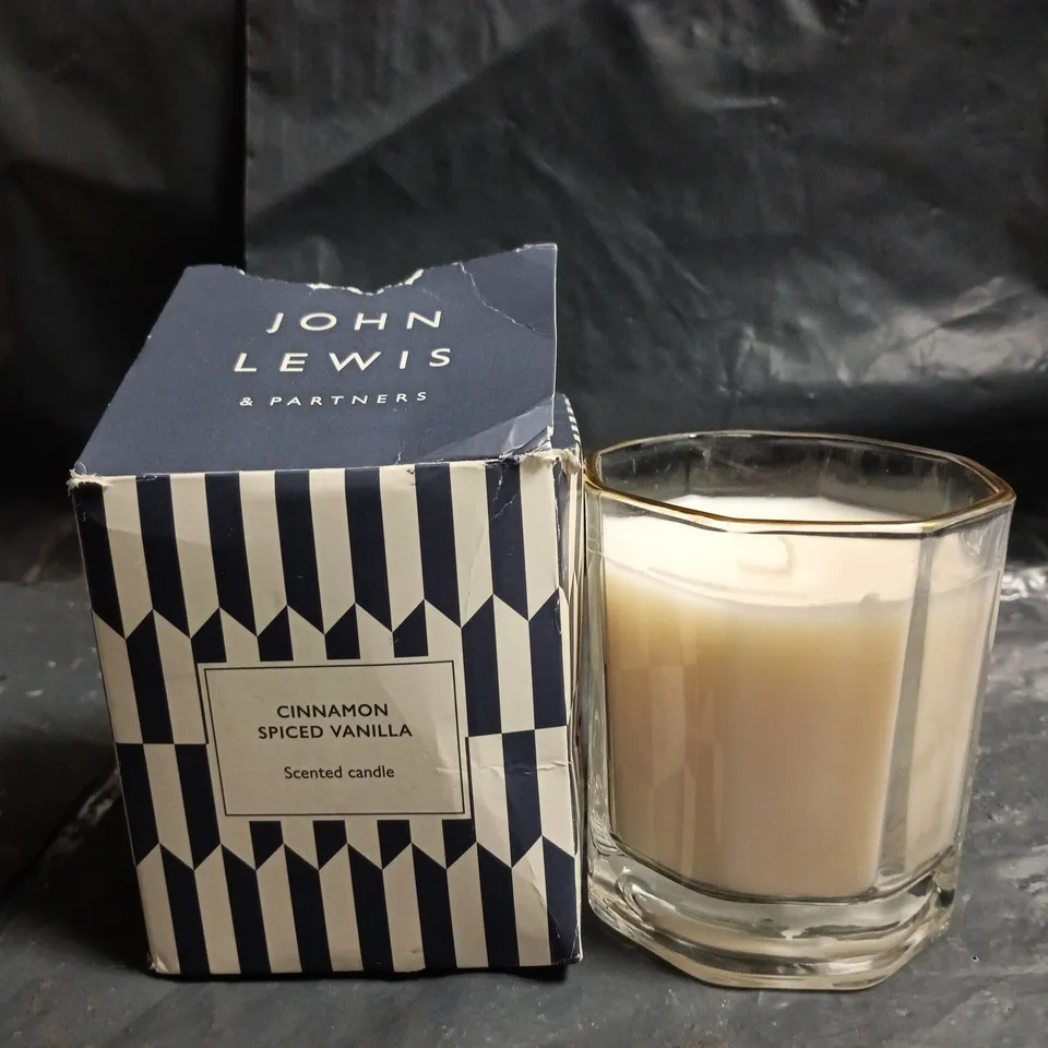 JOHN LEWIS & PARTNERS CINNAMON SPICED VANILLA SCENTED CANDLE 