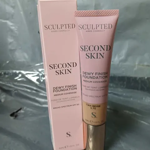 6 BOXED SCULPTED AIMEE CONNOLLY SECOND SKIN DEW FINISH FOUNDATIONS IN TAN BEIGE 5.75 (6X32ML)