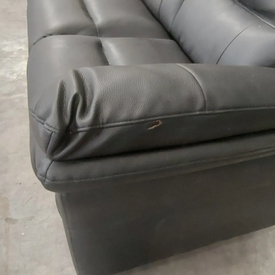 QUALITY DESIGNER ALBION STATIC FAUX LEATHER 3 SEATER SOFA - BLACK