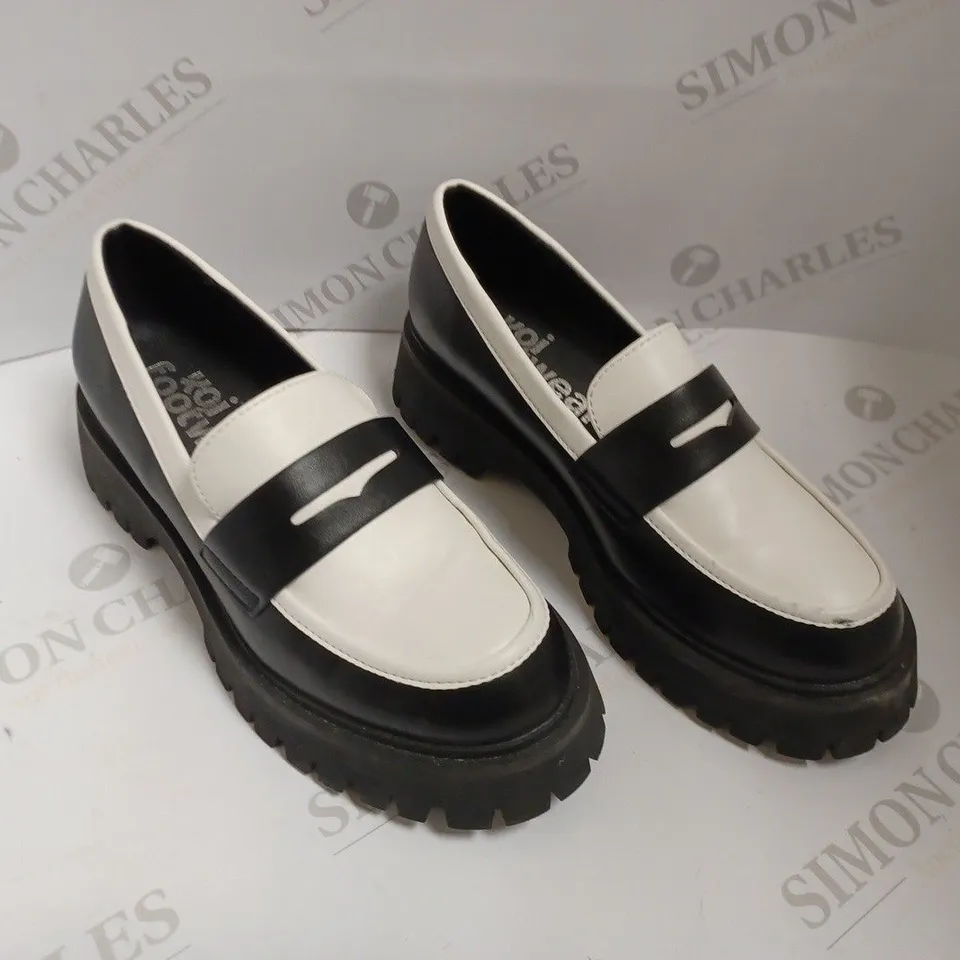 KOI VEGAN BIRCH MONOCHROME LOAFERS - BLACK/WHITE SIZE 6