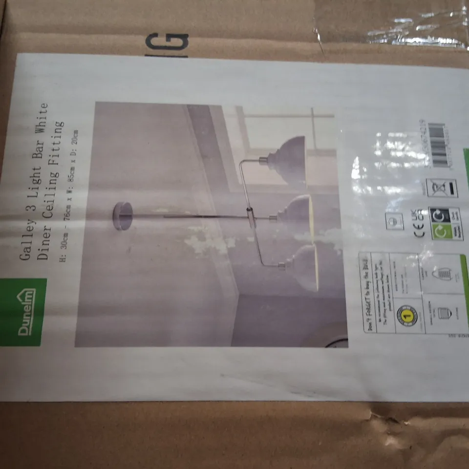BOXED DUNELM GALLERY 3-LIGHT WHITE BAR CEILING FITTING