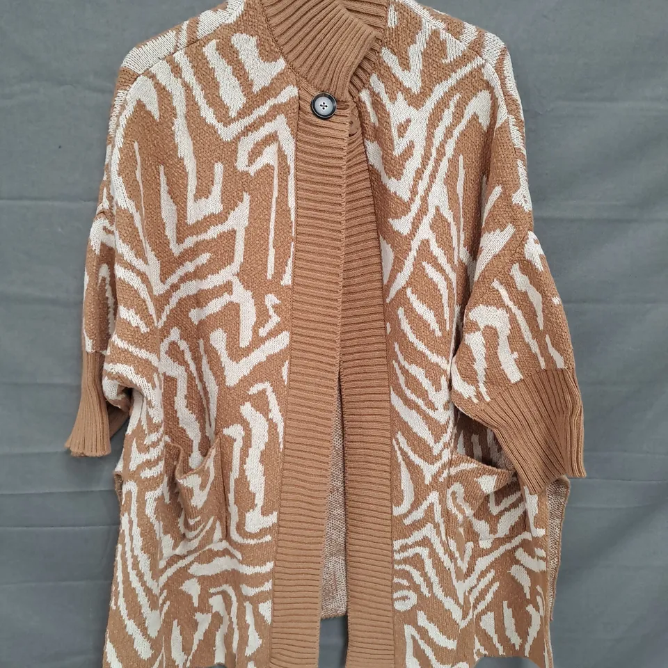 WYNNE COLLECTION LADIES CARDIGAN BROWN/BEIGE SIZE M